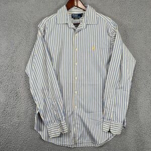 Polo Ralph Lauren Oxford Shirt Mens Large Stripe Classic Pony Blue Yellow READ